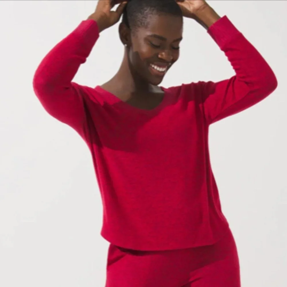 NWT Soma Brushed Cozy Pajama Lounge Set Red - Picture 3 of 9